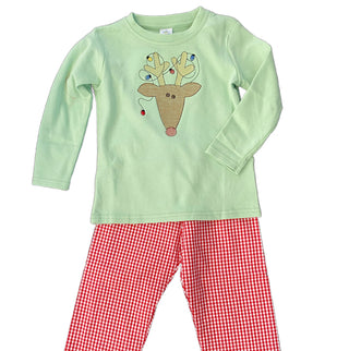 Reindeer Embroidered Pants Set