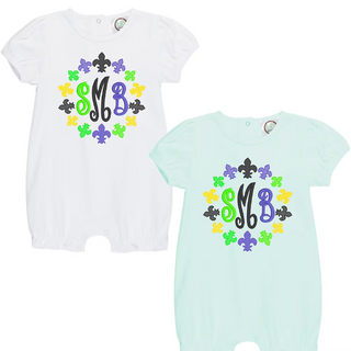 Fleur De Lis Monogram Short Romper