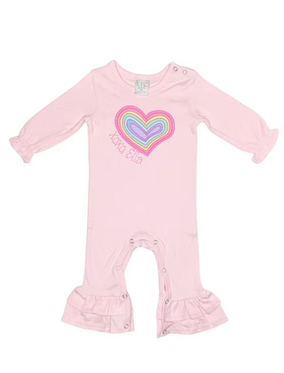 Personalized Filled Heart Embroidered Valentine Long Romper