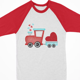 Watercolor Raglan - Valentine Train