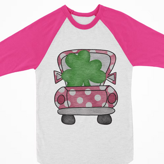 Watercolor Raglan - St Pats Pink Shamrock Truck