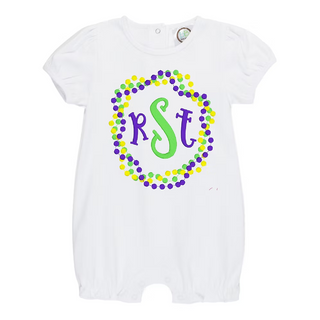 Mardi Gras Beads Monogram Short Romper