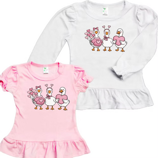 Valentine Geese Embroidered Tee