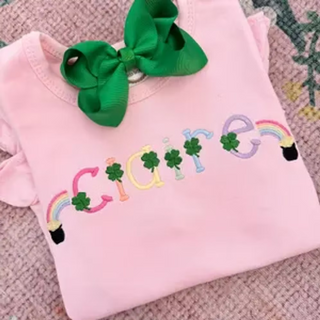 Rainbow Clover Embroidered Name Tee