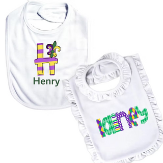 Personalized Mardi Gras Name Bib