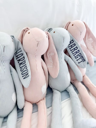 Striped Bunny Embroidered Plush