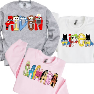 Character Alpha Name Sweatshirts