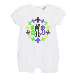 Fleur De Lis Monogram Short Romper