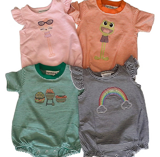 Girly Sloth Embroidered Pink Striped Bubble