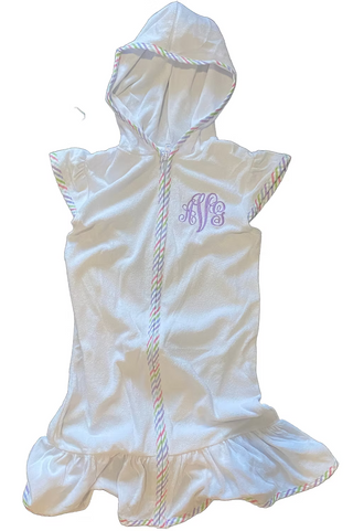 Monogrammed Ruffled Swim Cover Up