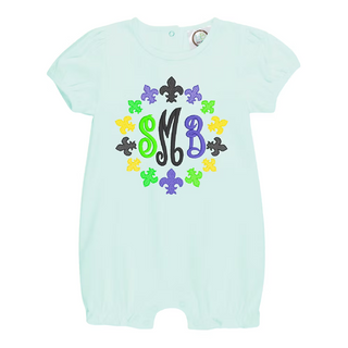 Fleur De Lis Monogram Short Romper