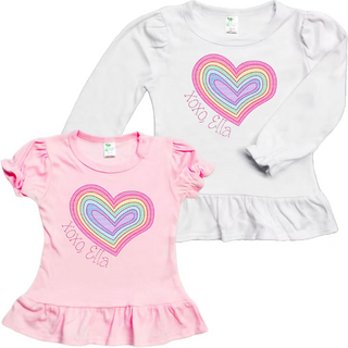 Personalized Filled Heart Embroidered Valentine Tee