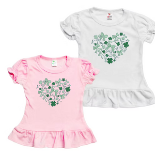 Clover and Bows Embroidered Heart Tee