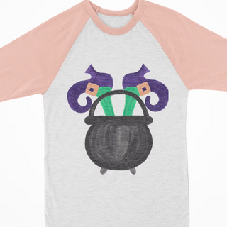Halloween Raglan Witch Feet in Cauldron