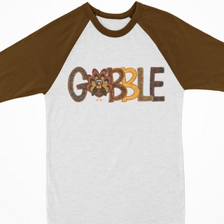 Watercolor Thanksgiving Raglan- Gobble Brown