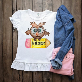 Owl on Pencil Sublimated Tee