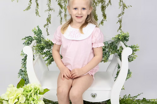 Monogram Personalized Bishop Bubble Girls Short Sleeve