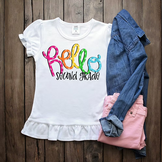 Hello Second Grade Sublimated Tee