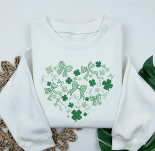 Clover and Bows Embroidered Heart Sweatshirt