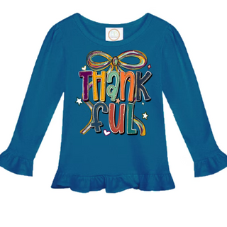 Thankful Tee Girls Ruffle Long Sleeve