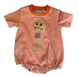 Swimming Frog Embroidered Orange Striped Bubble
