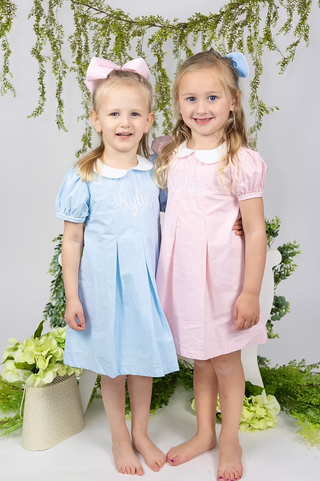 Monogram Personalized Peter Pan Collar Dress Short Sleeve