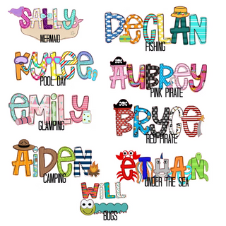 Summer Themed Alphabet Soup Name Tees
