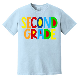 Second Grade Primary Blue Comfort Colors Tee