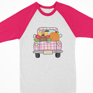 Watercolor Thanksgiving Raglan- Pink Truck