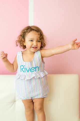 Seersucker Ruffle Romper