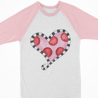 Watercolor Raglan - Valentine Polka Dot Heart
