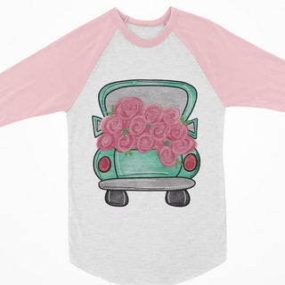Watercolor Raglan - Roses Truck