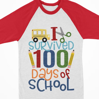 Watercolor Raglan - I Survived 100 Days of School