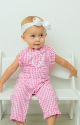 Embroidered Ruffled Gingham Longalls