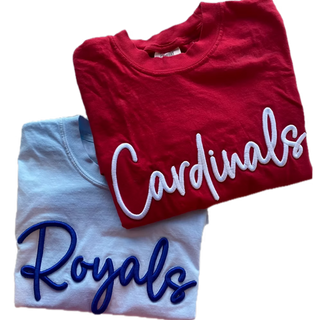 Team or School Puff Embroidery Long Sleeve Tee