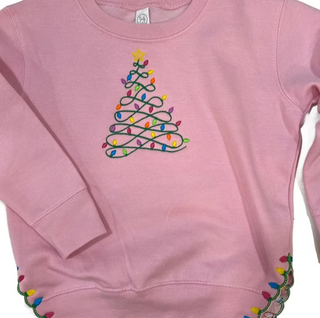 Christmas Tree Lights Sweatshirt with Split Hem | Kids and Adult