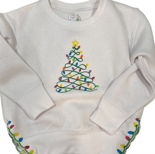 Christmas Tree Lights Sweatshirt with Split Hem | Kids and Adult