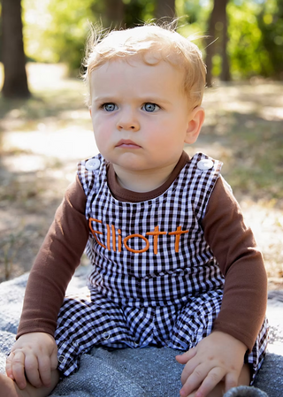 Monogrammed Unisex Gingham Longalls
