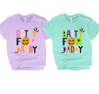 Batty For Daddy Halloween Sayings Tees