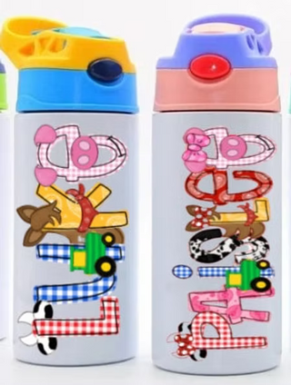 Farm Alphabet Soup Personalized Water Bottles
