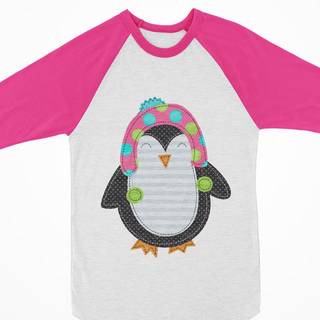 Watercolor Raglan - Penguin Pink