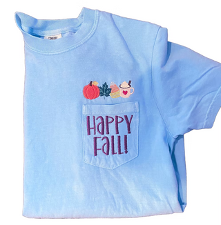 Happy Fall!! Comfort Color Embroidered Tee Adult