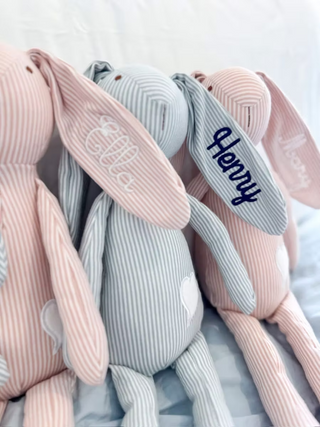 Striped Bunny Embroidered Plush