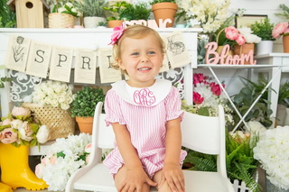 Monogram Personalized Bishop Bubble Girls Short Sleeve