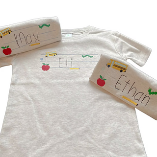 Notebook Paper School Name Embroidered Tee