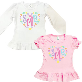 Personalized Conversation Hearts Monogram Valentine Tee