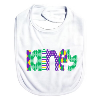 Personalized Mardi Gras Name Bib