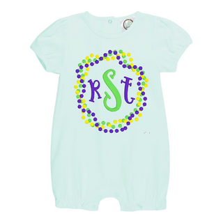 Mardi Gras Beads Monogram Short Romper