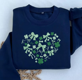 Clover and Bows Embroidered Heart Sweatshirt