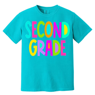 Second Grade Brights Teal Comfort Color Tee